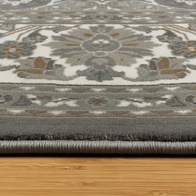 Vernon Gray Tufted Rectangular Synthetic Area Rug 6' x 9'