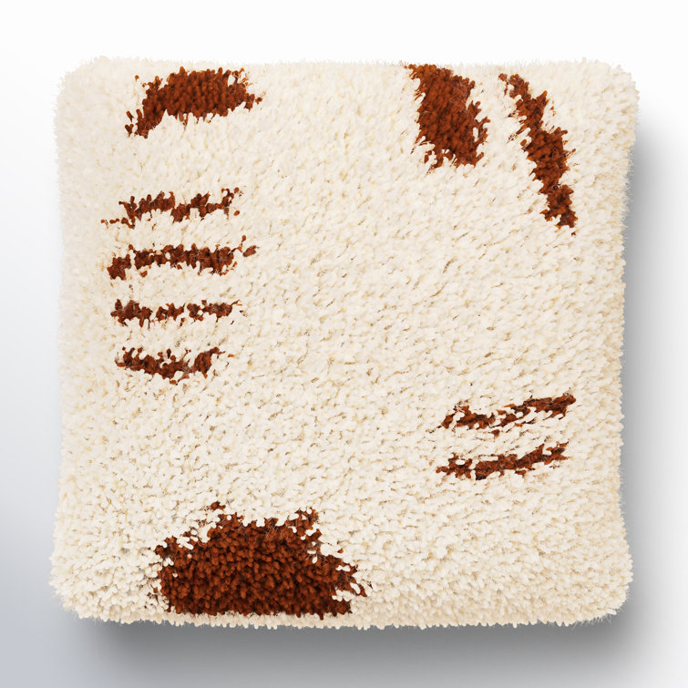 Ivory and Brown Geometric Wool Blend Throw Pillow Set