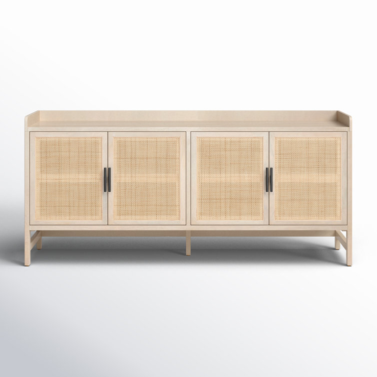 Natural Mango Wood Sideboard with Woven Cane Fronts
