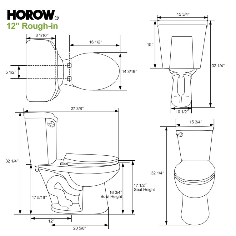 White Ceramic Round Chair Height Two-Piece Toilet