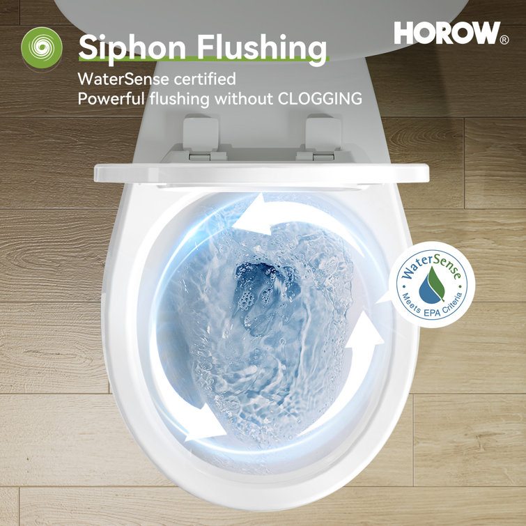 White Round Dual Flush High Efficiency Free Standing Toilet