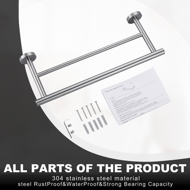 Brushed Nickel 16" Double Wall Mounted Towel Bar