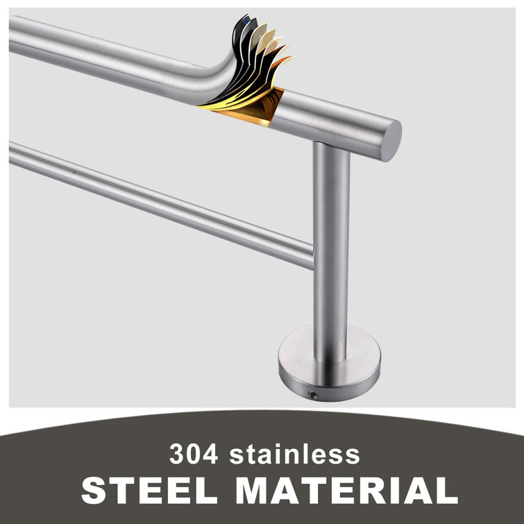 Brushed Nickel 16" Double Wall Mounted Towel Bar