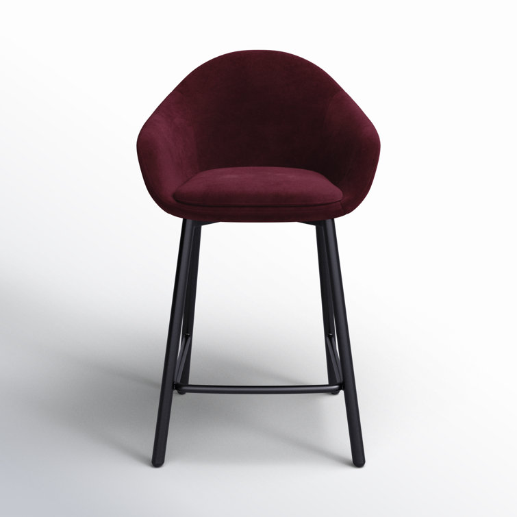 Bradly 26'' Wine Velvet Upholstered Metal Counter Stool
