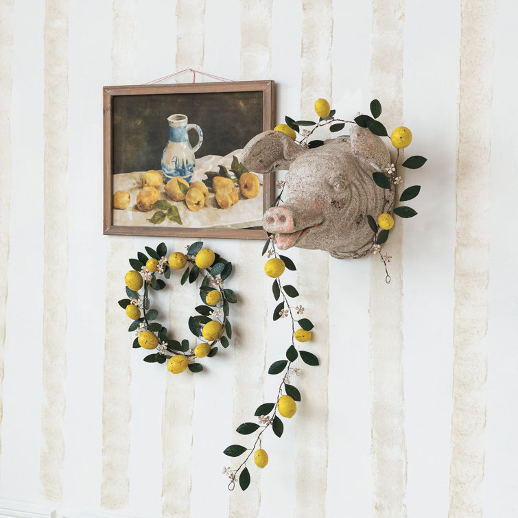 Rustic Distressed Multicolor Magnesia Pig Head Wall Sculpture