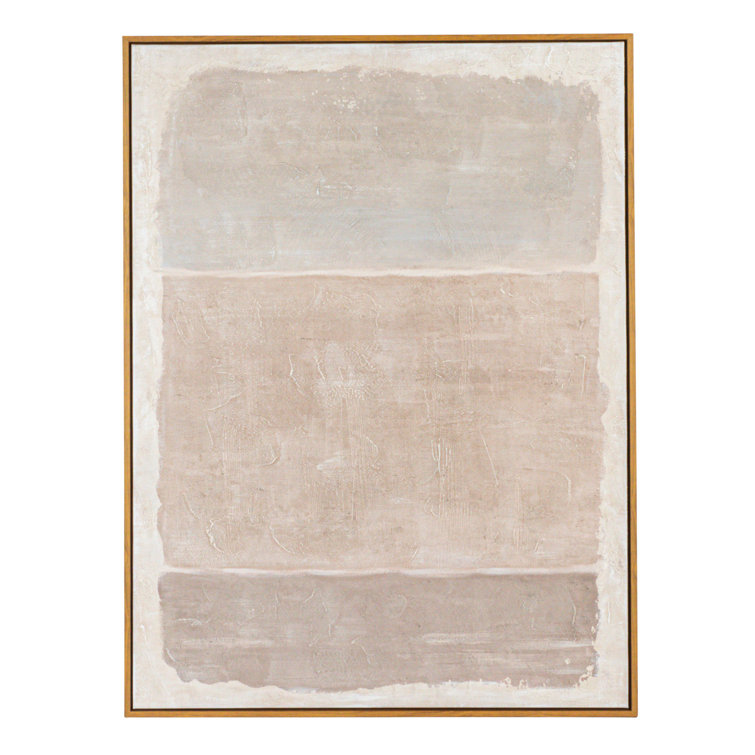 Taupe and Grey Abstract Canvas Painting with Firwood Frame
