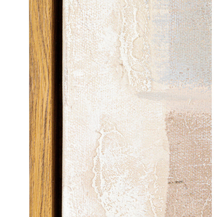 Taupe and Grey Abstract Canvas Painting with Firwood Frame