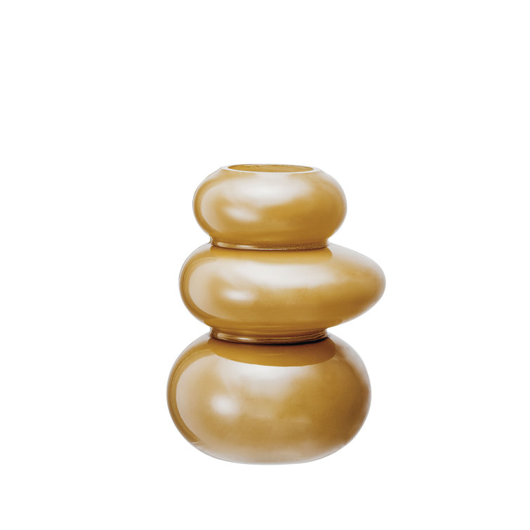 Camel Glossy Three-Layered Glass Table Vase