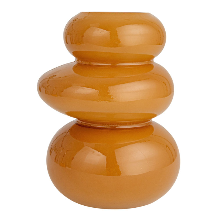 Camel Glossy Three-Layered Glass Table Vase