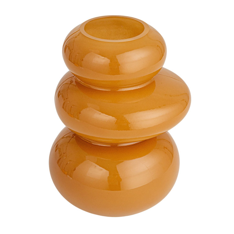 Camel Glossy Three-Layered Glass Table Vase