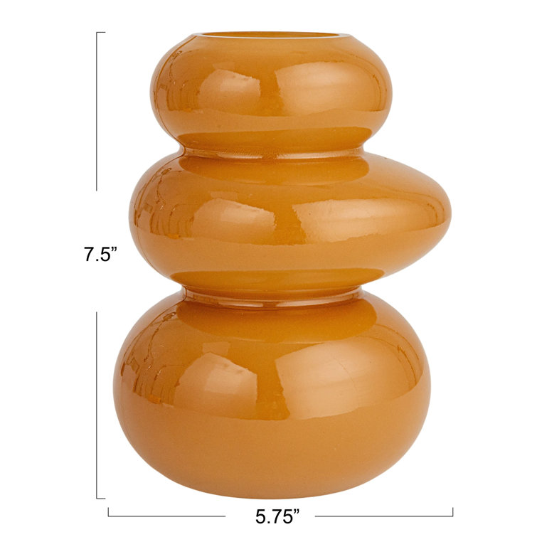 Camel Glossy Three-Layered Glass Table Vase