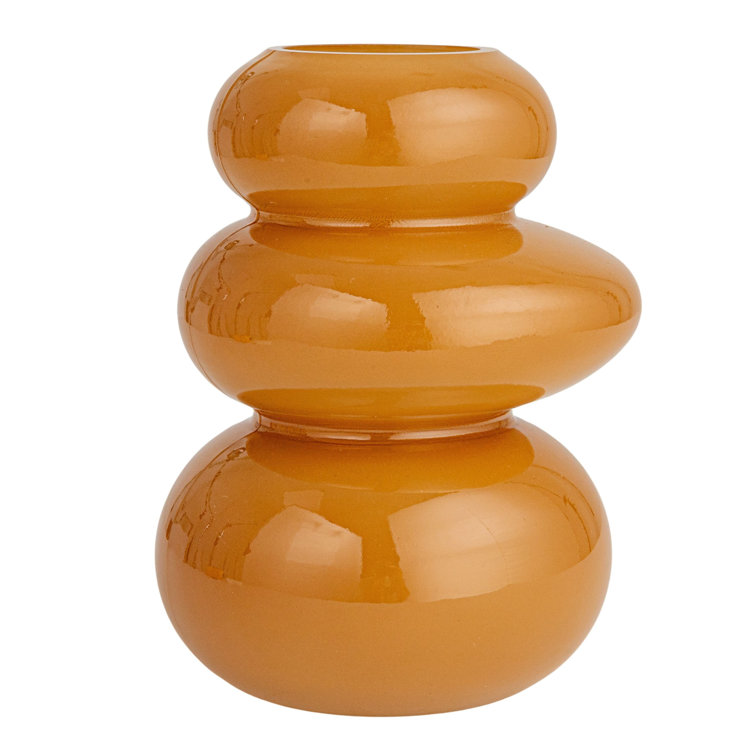 Camel Glossy Three-Layered Glass Table Vase