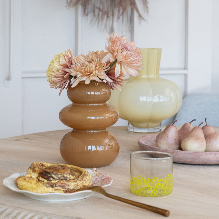 Camel Glossy Three-Layered Glass Table Vase