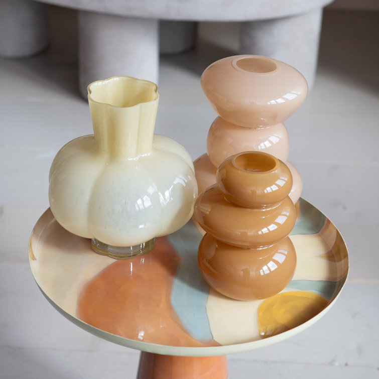 Camel Glossy Three-Layered Glass Table Vase