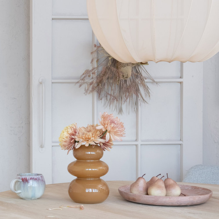 Camel Glossy Three-Layered Glass Table Vase