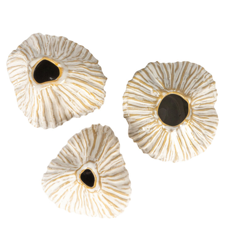 Whispering White and Beige Ceramic Pleated Vase Trio