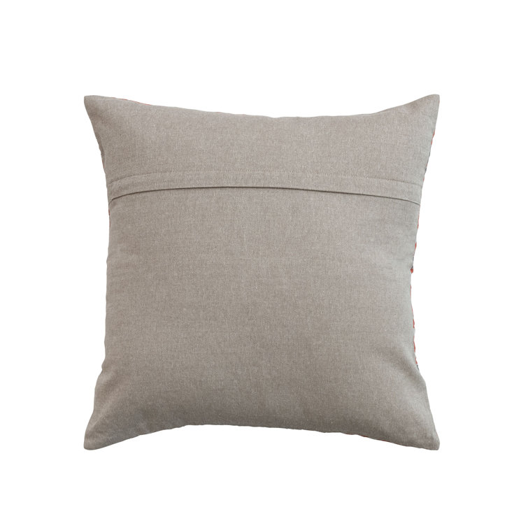 20" Square Orange and Gray Cotton Voile Throw Pillow