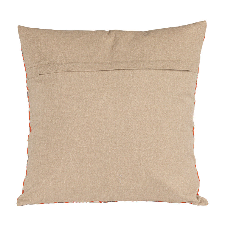 20" Square Orange and Gray Cotton Voile Throw Pillow