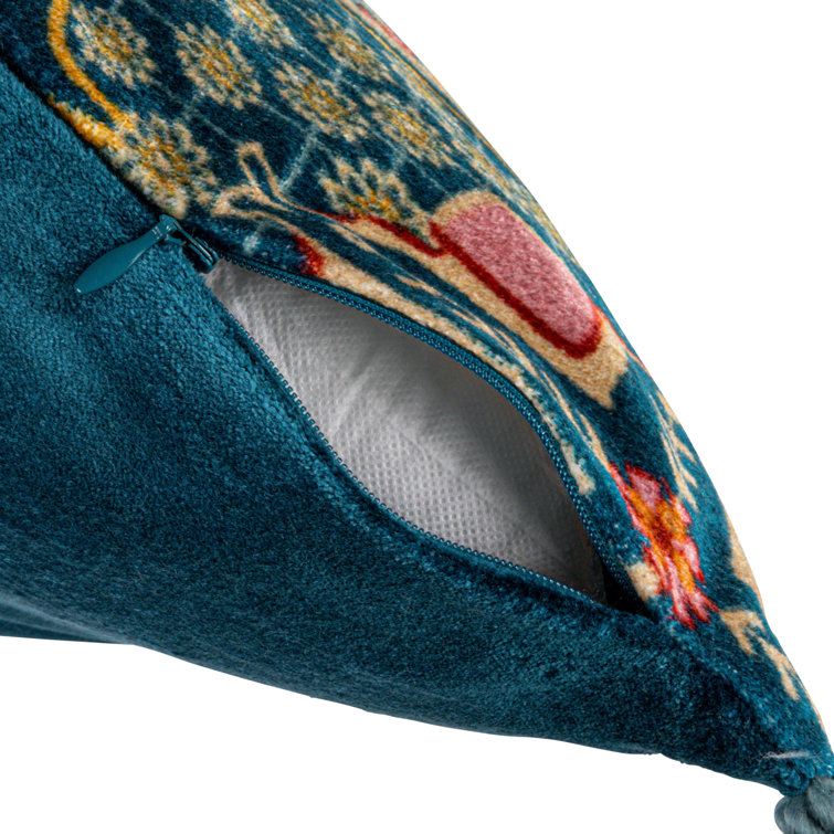 Multicolor Bohemian Rayon Square Throw Pillow with Tassels