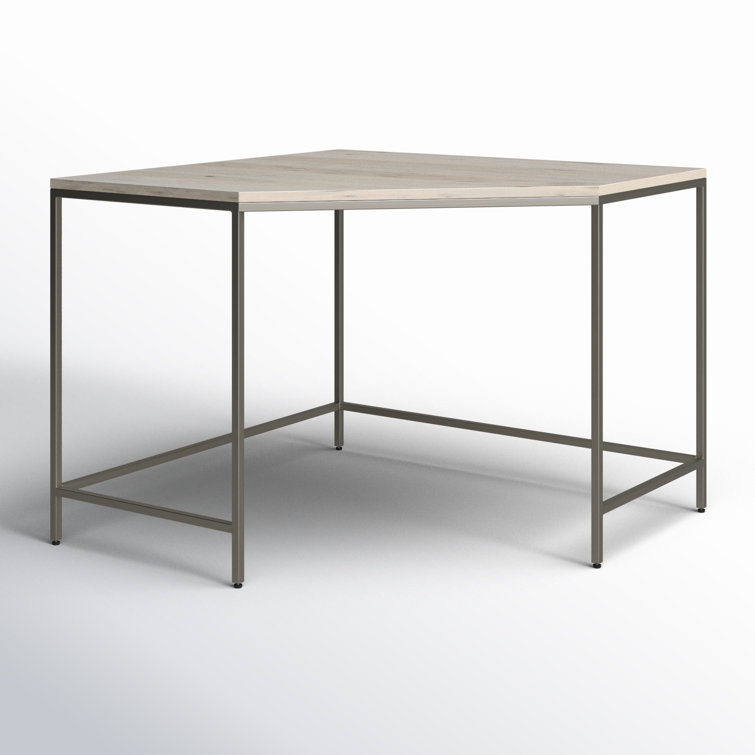 Dove Poplar and Iron Midcentury Corner Desk