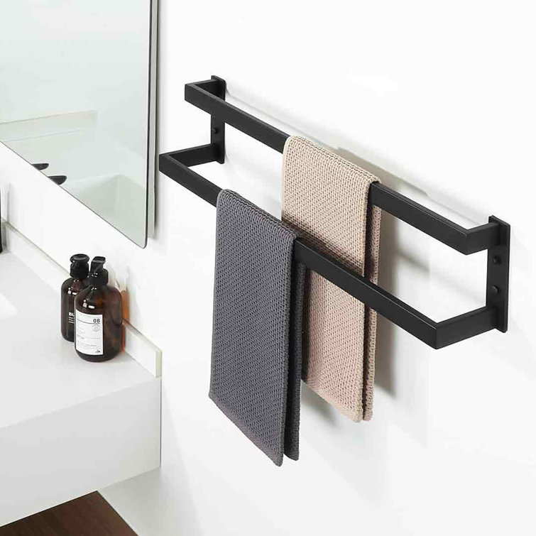 Matte Black Stainless Steel 24" Double Wall Mounted Towel Bar