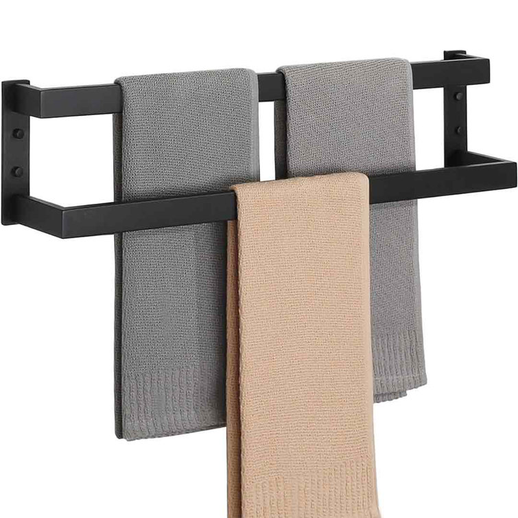 Matte Black Stainless Steel 24" Double Wall Mounted Towel Bar