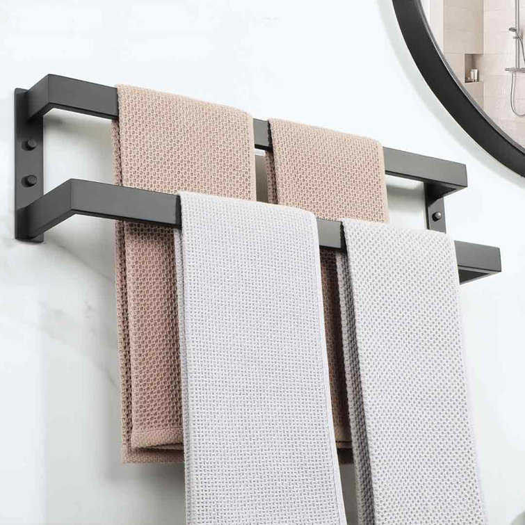 Matte Black Stainless Steel 24" Double Wall Mounted Towel Bar