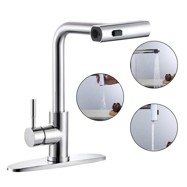 Polished Chrome Single Handle Pull Down Kitchen Faucet