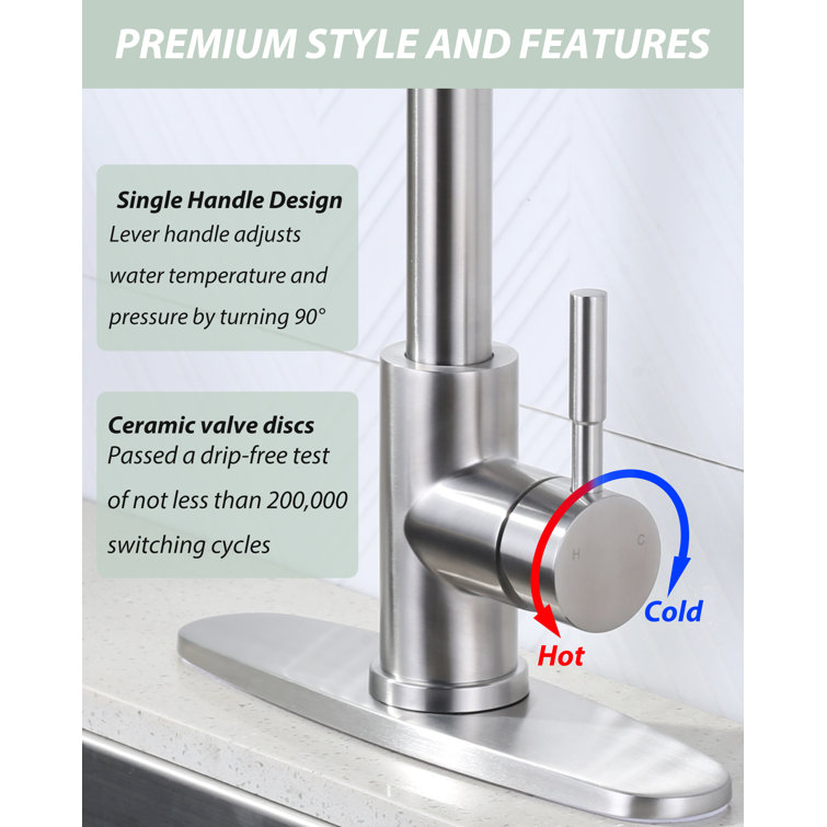 Brushed Nickel Single Handle Pull Down Kitchen Faucet with 3-Mode Spray
