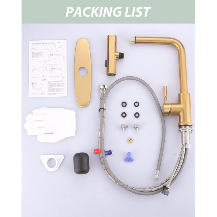 Brushed Gold Stainless Steel Pull Down Kitchen Faucet with Spray