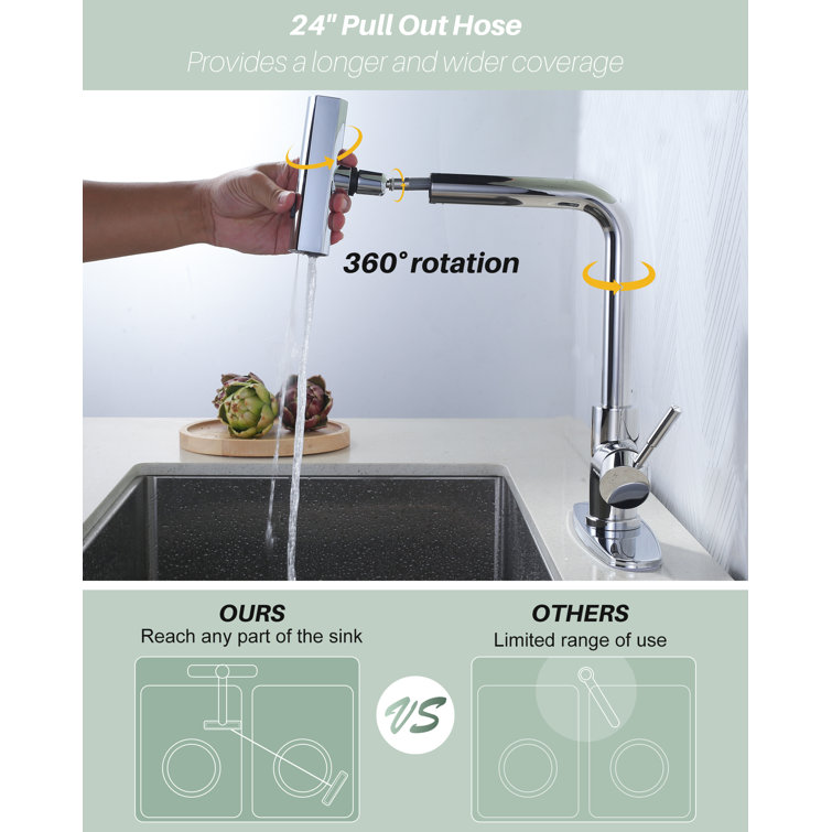 Polished Chrome Single Handle Pull Down Kitchen Faucet