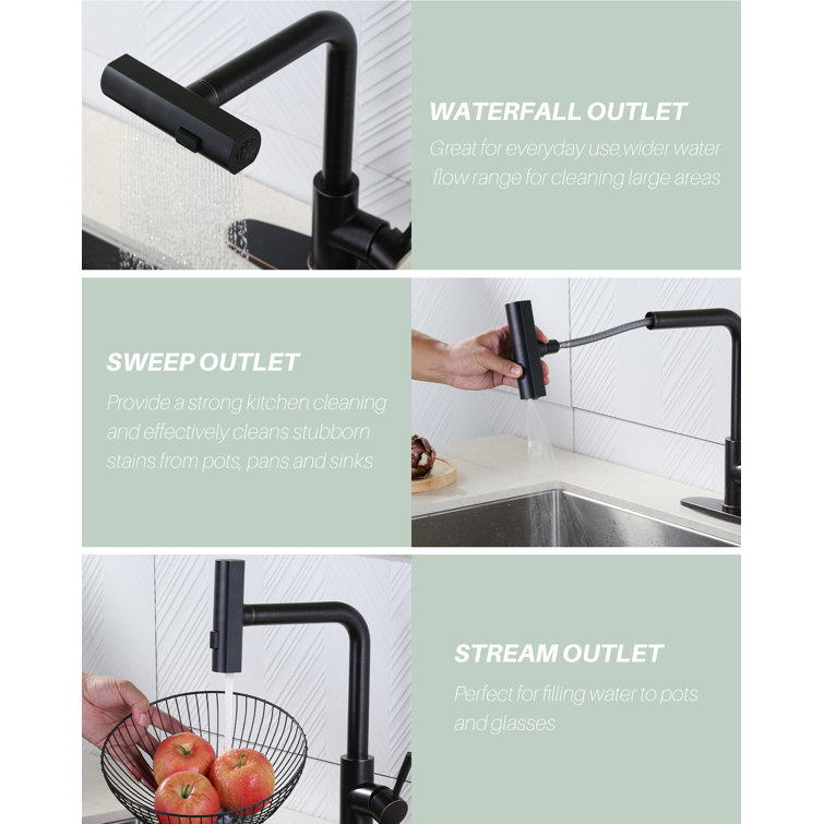Oil Rubbed Bronze Single Handle Pull Down Kitchen Faucet with 360° Swivel