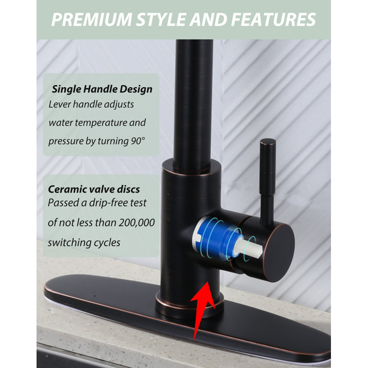 Oil Rubbed Bronze Single Handle Pull Down Kitchen Faucet with 360° Swivel
