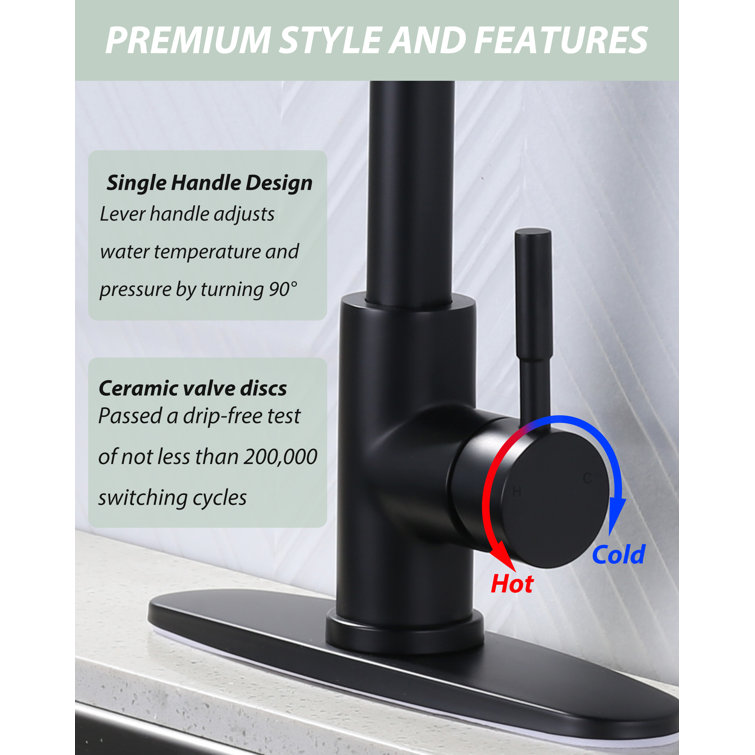 Matte Black Stainless Steel Pull Down Kitchen Faucet with Spray