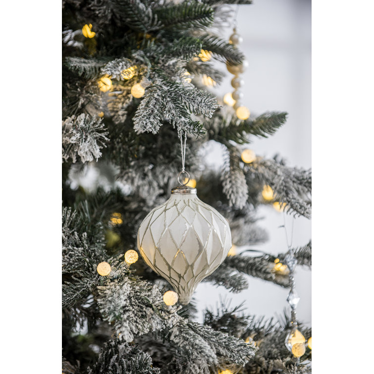 White and Silver Mercury Glass Diamond Onion Ornament Set