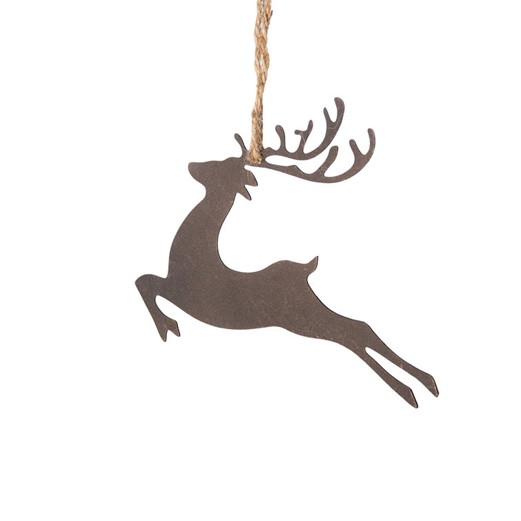 Brown Iron and Hemp Reindeer Ornament Set of 6