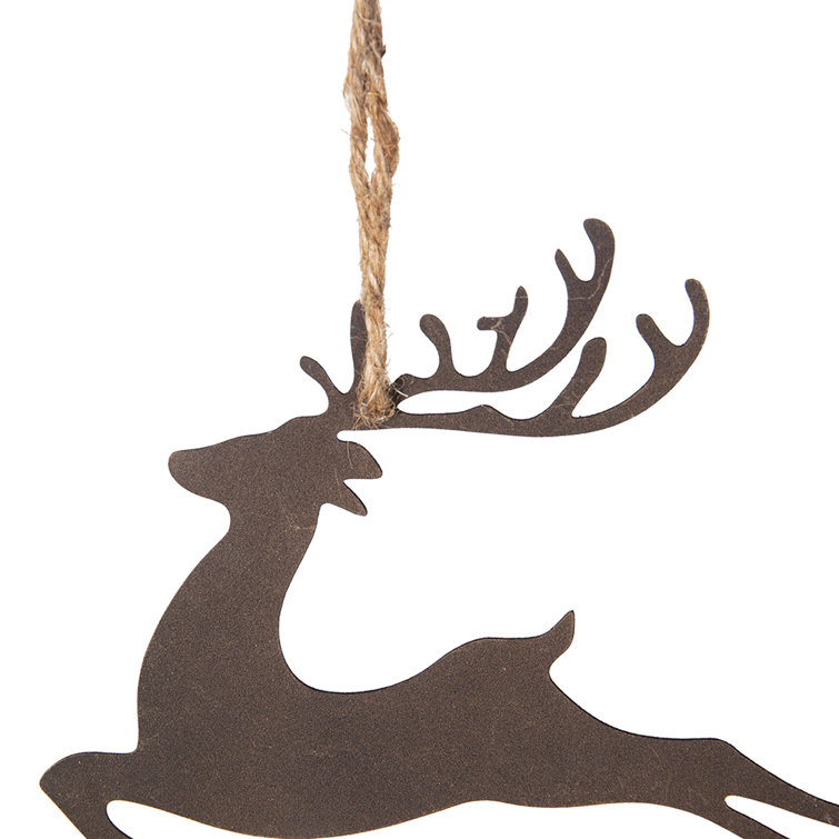 Brown Iron and Hemp Reindeer Ornament Set of 6