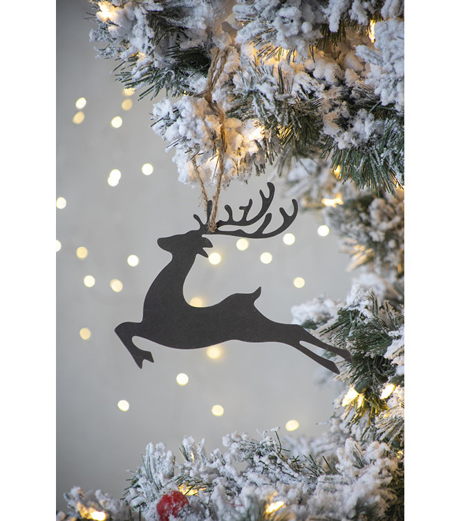 Brown Iron and Hemp Reindeer Ornament Set of 6