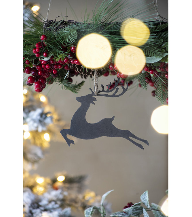 Brown Iron and Hemp Reindeer Ornament Set of 6