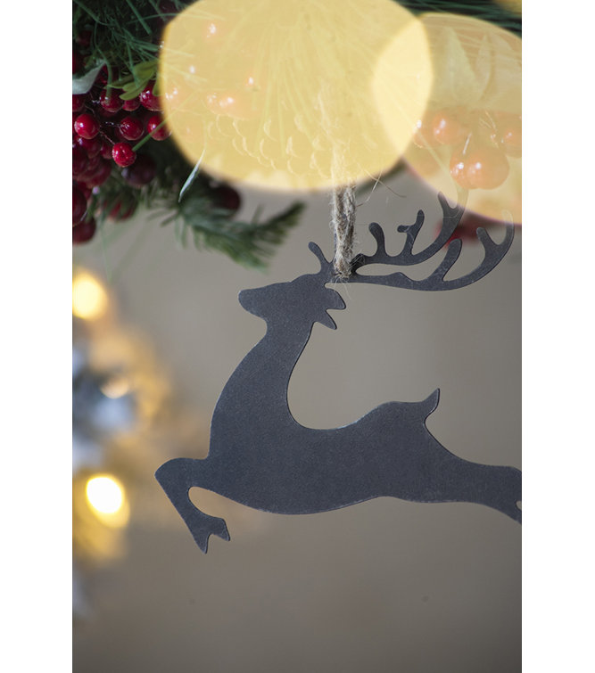 Brown Iron and Hemp Reindeer Ornament Set of 6