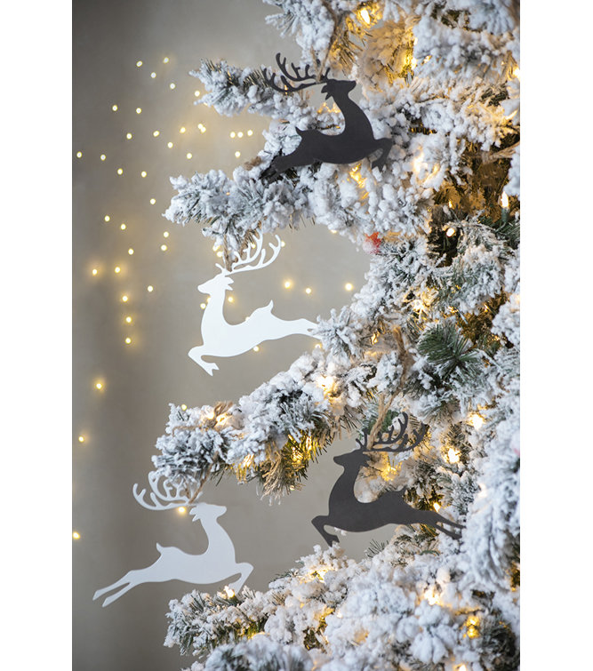 Brown Iron and Hemp Reindeer Ornament Set of 6