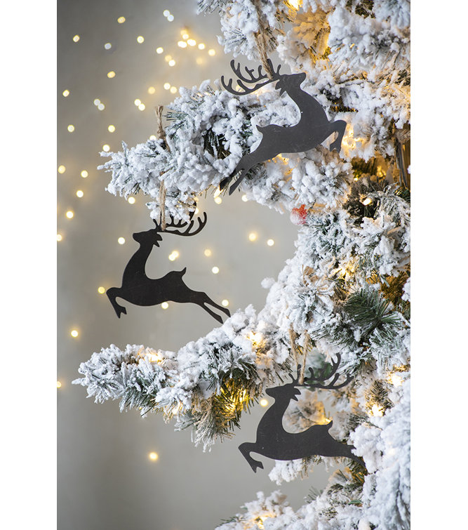 Brown Iron and Hemp Reindeer Ornament Set of 6