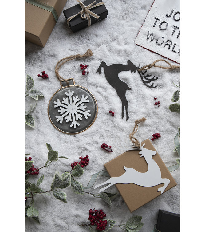 Brown Iron and Hemp Reindeer Ornament Set of 6