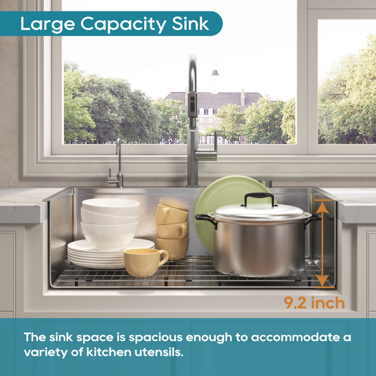 33'' Brushed Stainless Steel Single Bowl Drop-In Workstation Sink