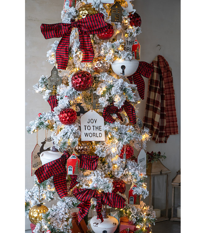 Red Iron and Jute Christmas House Hanging Set of 12