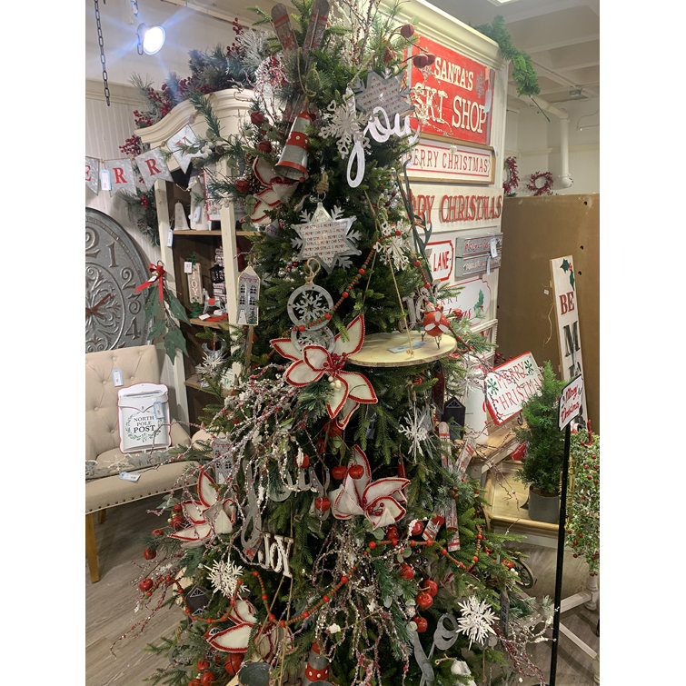 Red Iron and Jute Christmas House Hanging Set of 12