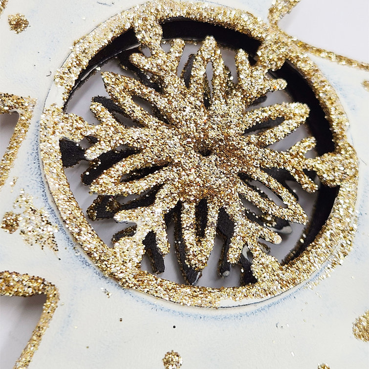 Gold and White Iron Tree Hanging Ornament Set of 12
