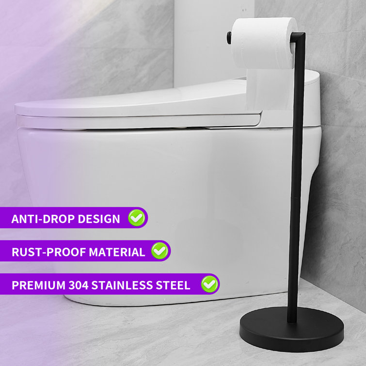 Matte Black Stainless Steel Freestanding Toilet Paper Holder