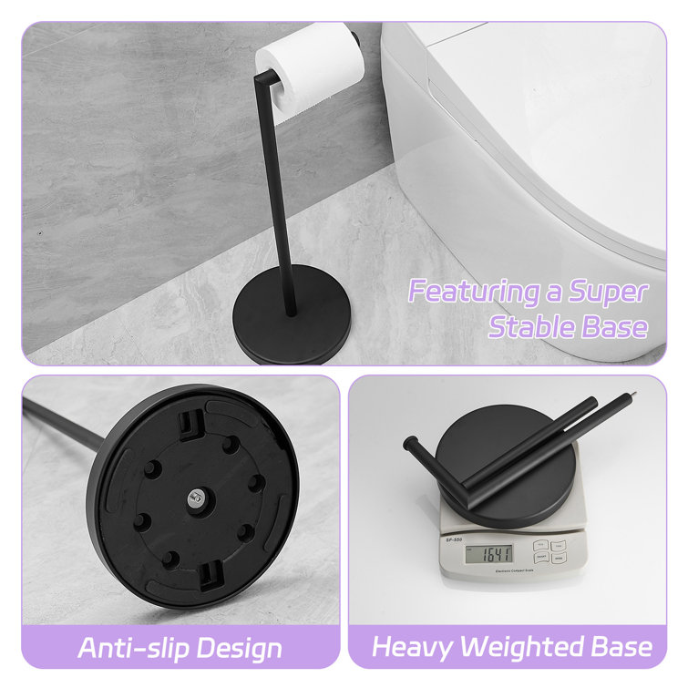 Matte Black Stainless Steel Freestanding Toilet Paper Holder