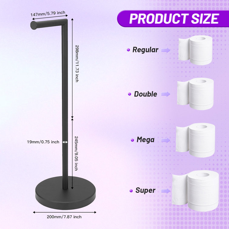 Matte Black Stainless Steel Freestanding Toilet Paper Holder